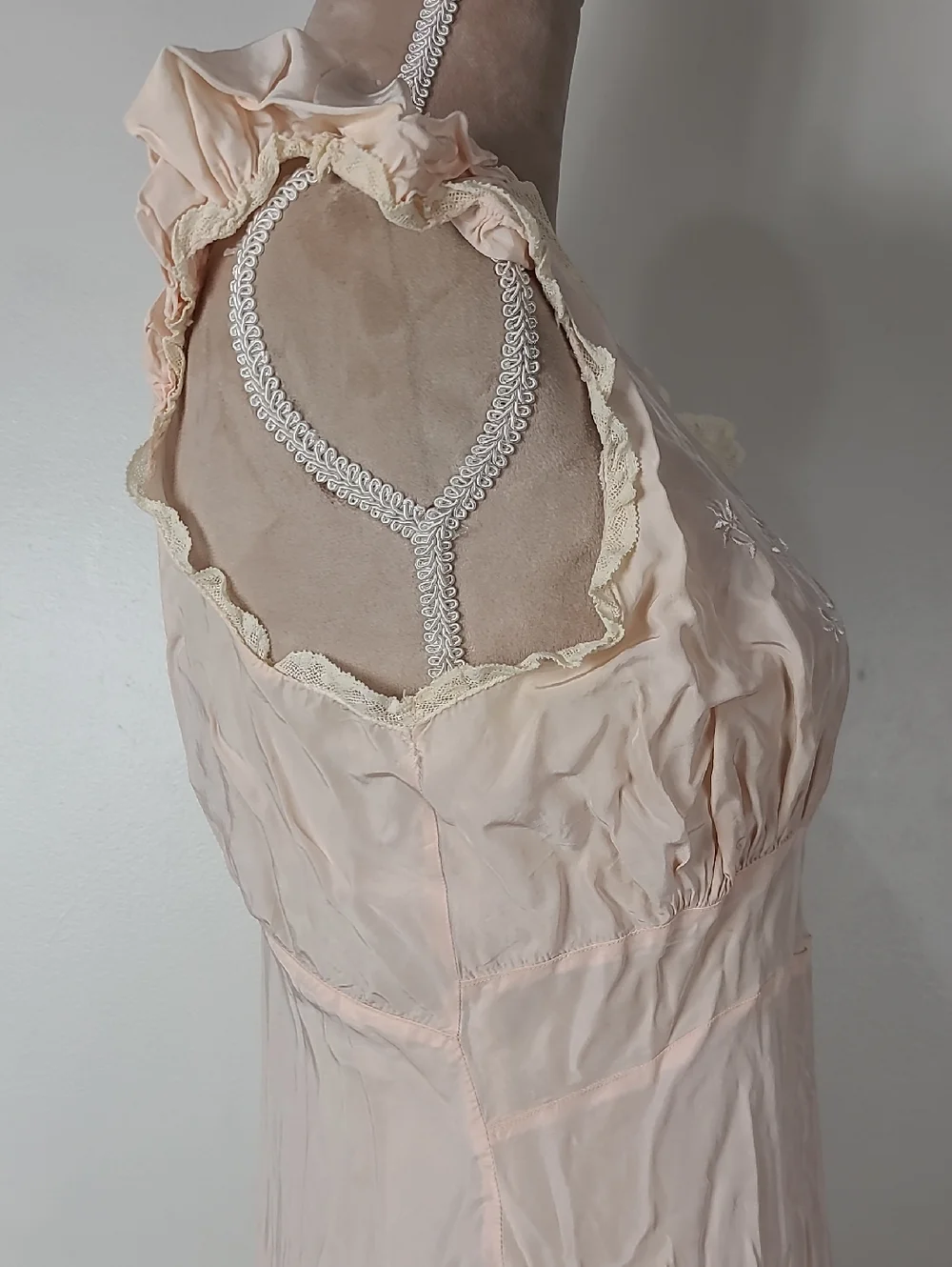 Vtg Eastern Isles 1940s Pale Pink Old Hollywood Glamour Full Lengh Nightgown 36 - Picture 7 of 16